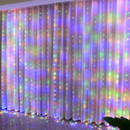 LED-Lichtervorhang mit 8 Leuchtmodi, Fernbedienung und USB-Anschluss – dekorative Lichterkette für Weihnachten, Feiertage, Neujahr und Zuhause