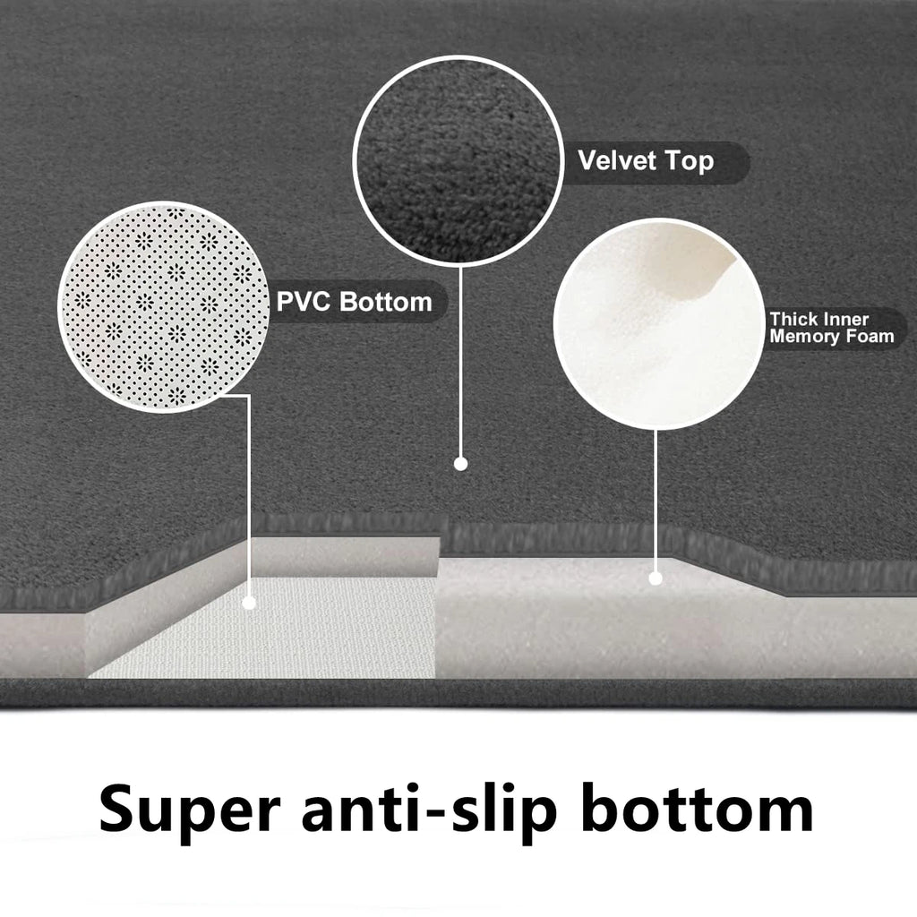 Rutschfeste 3D-Badematte mit hoher Saugfähigkeit – schnell trocknender, waschbarer Badteppich mit Steinrelief für Bad, Tür und Boden.