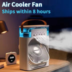 Neuer 3-in-1-Mini-Luftkühler mit Ventilator, Luftbefeuchter und LED-Nachtlicht – tragbares Klimagerät für Zuhause und Büro