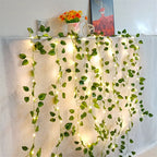 Blumen- und Blätter-Lichterkette mit künstlicher Ranke, batteriebetrieben – dekorative LED-Lichter für Weihnachten, Hochzeit und Wohnräume
