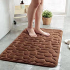 Rutschfeste 3D-Badematte mit hoher Saugfähigkeit – schnell trocknender, waschbarer Badteppich mit Steinrelief für Bad, Tür und Boden.
