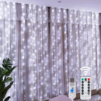 LED-Lichtervorhang mit 8 Leuchtmodi, Fernbedienung und USB-Anschluss – dekorative Lichterkette für Weihnachten, Feiertage, Neujahr und Zuhause