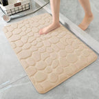 Rutschfeste 3D-Badematte mit hoher Saugfähigkeit – schnell trocknender, waschbarer Badteppich mit Steinrelief für Bad, Tür und Boden.
