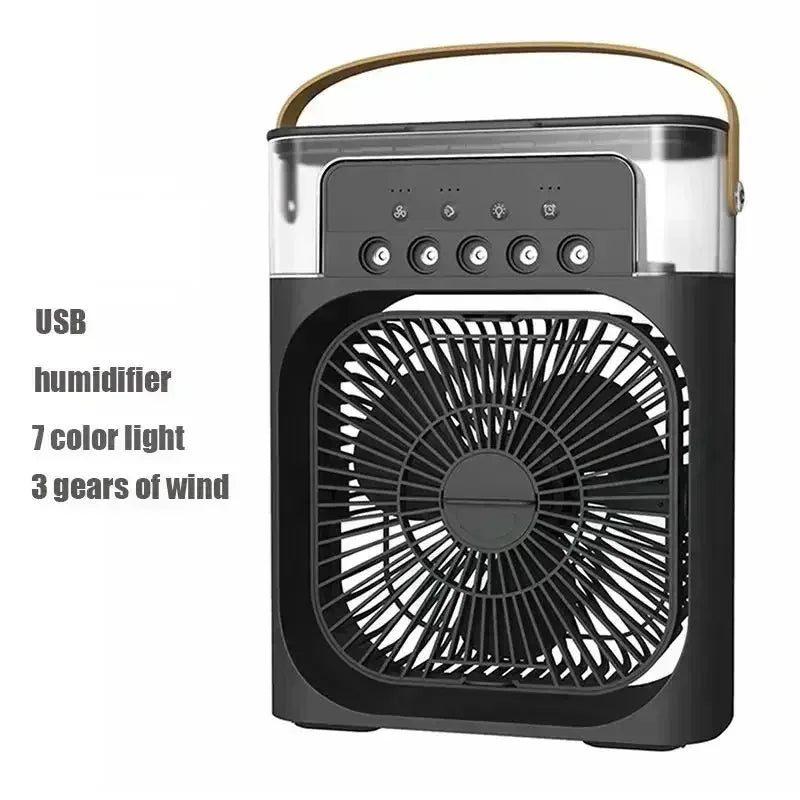 Neuer 3-in-1-Mini-Luftkühler mit Ventilator, Luftbefeuchter und LED-Nachtlicht – tragbares Klimagerät für Zuhause und Büro